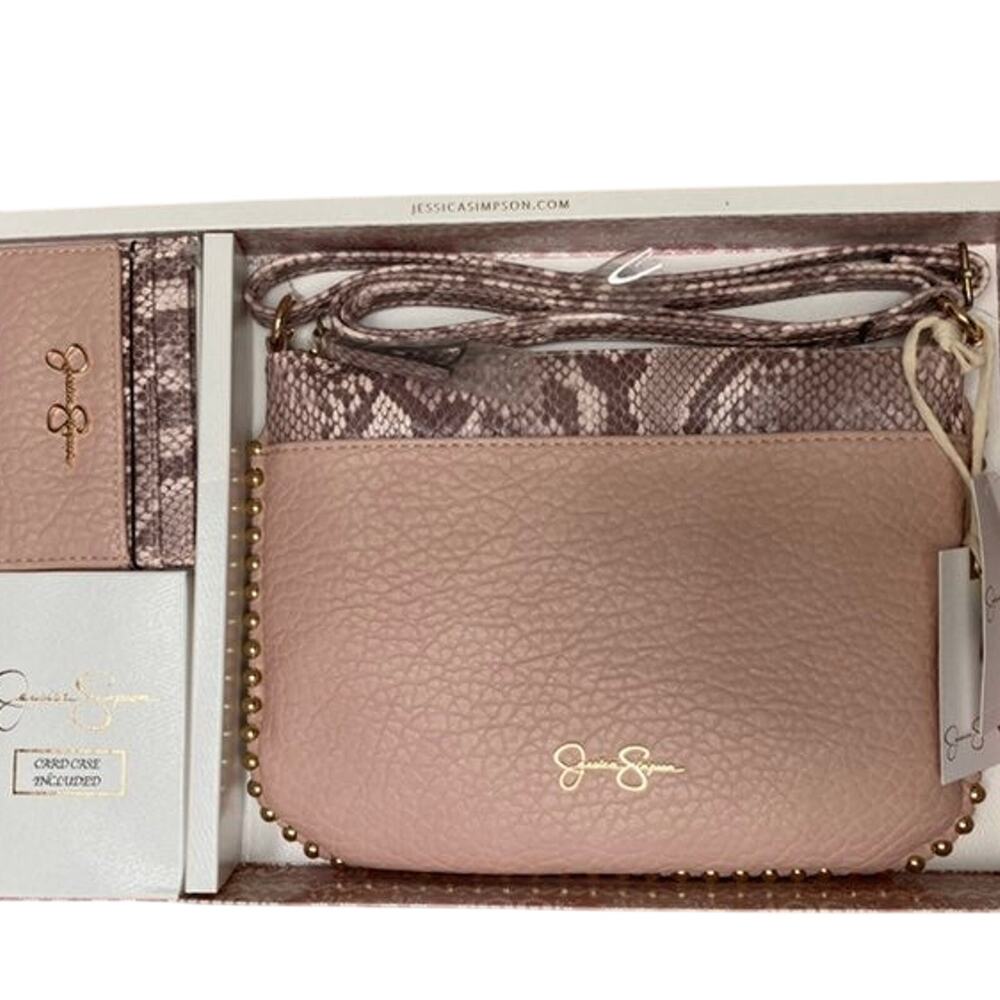 Brand New JESSICA SIMPSON2 PCs GIFT SET In Soft BLUSH Crossbody Purse Very Cute!